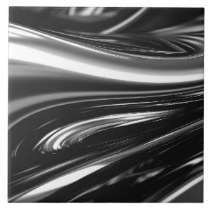 Flowing Silver Metal Ceramic Tile