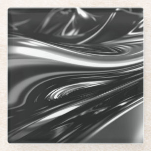 Flowing Silver Metal Glass Coaster