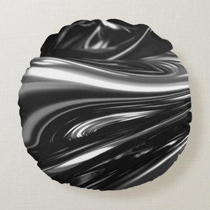 Flowing Silver Metal Round Cushion