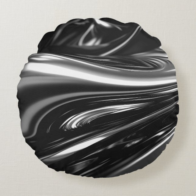 Flowing Silver Metal  Round Cushion (Front)