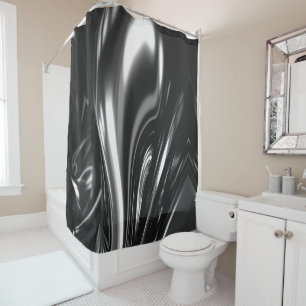 Flowing Silver Metal  Shower Curtain