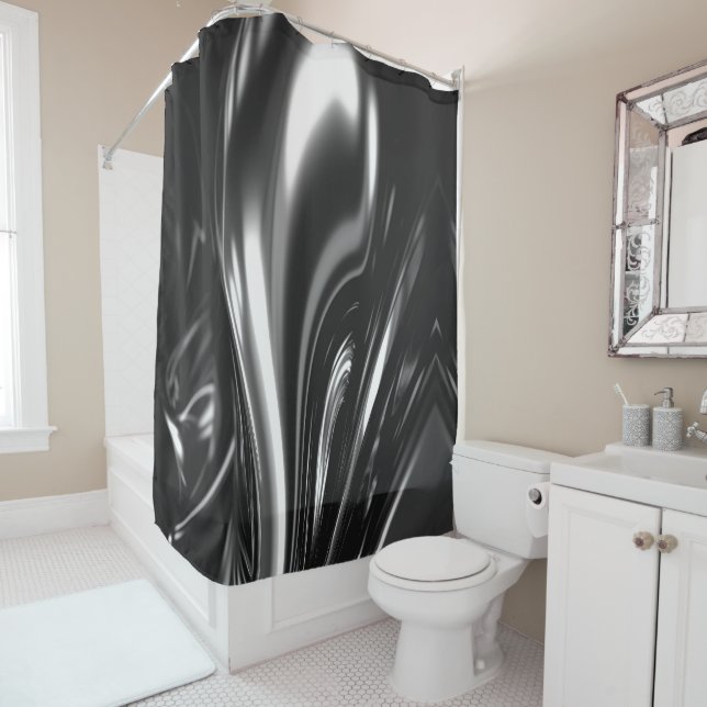Flowing Silver Metal  Shower Curtain (In Situ)