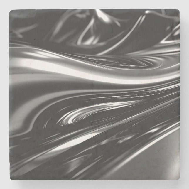 Flowing Silver Metal  Stone Coaster (Front)