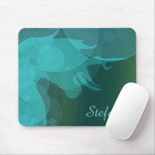 Flowing Unicorn Silhouette D (teal w/teal bubbles) Mouse Pad