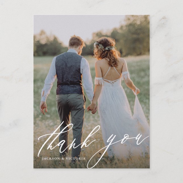 Flowing Vertical Thank You Postcard (Front)