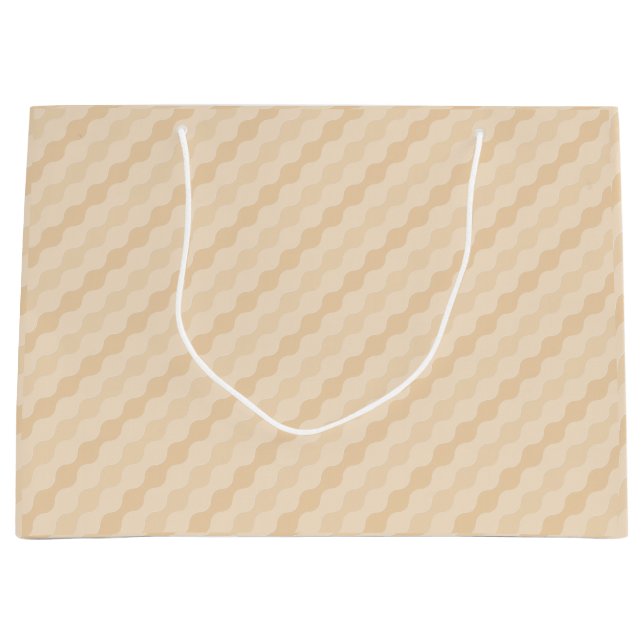 Flowing Wave Geometry in Champagne and Ivory Large Gift Bag (Front)