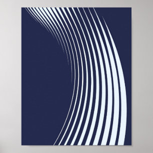 Flowing White Lines on Dark Background Poster