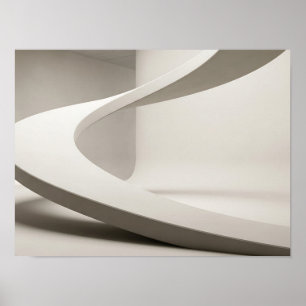 Flowing White Sculptural Curve Minimalist Wall Art