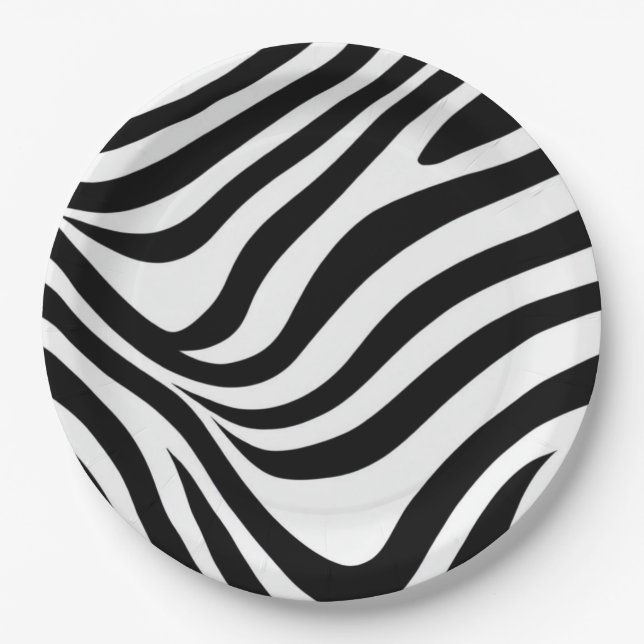 Flowing Zebra Stripes Paper Plate (Front)