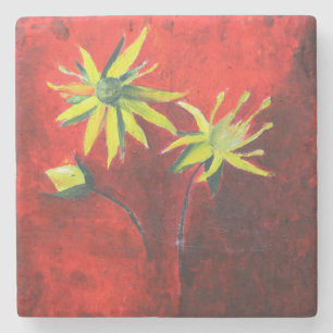 Flowres Art Marble Stone Coaster