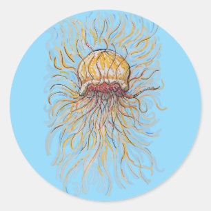 Flowy Jellyfish Classic Round Sticker
