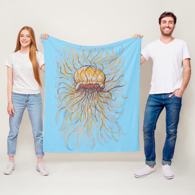 Flowy Jellyfish Fleece Blanket (In Situ)