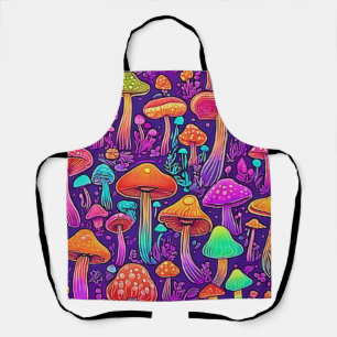 Flowy Neon Mushrooms Dance Apron