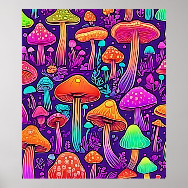 Flowy Neon Mushrooms Dance Poster (Front)