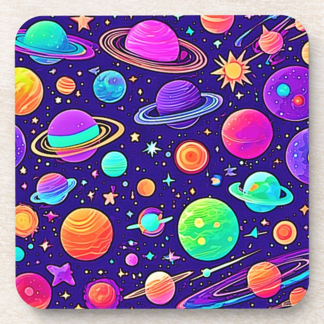 Flowy Neons: Planets & Stars Coaster (Front)