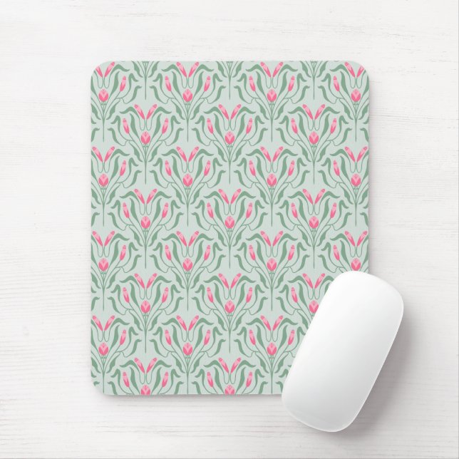 Flowy Pink Bud  Mouse Pad (With Mouse)
