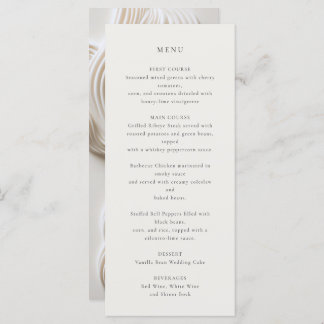 Flowy sculpted ivory wedding menu