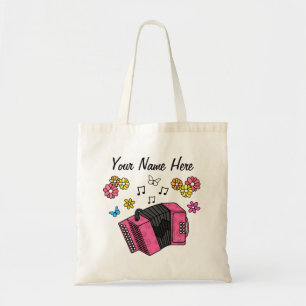 Flroal Accordion Accordionist Folk Musician Custom Tote Bag