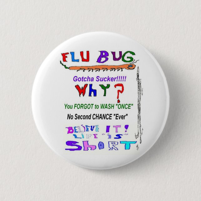 Flu Bug WHY 6 Cm Round Badge (Front)