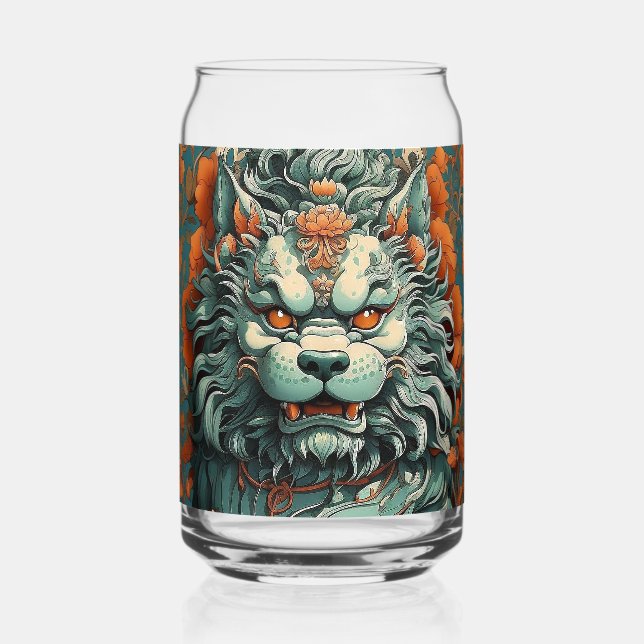 Flu Lion of Wisdom Beer Can Glass (Front)