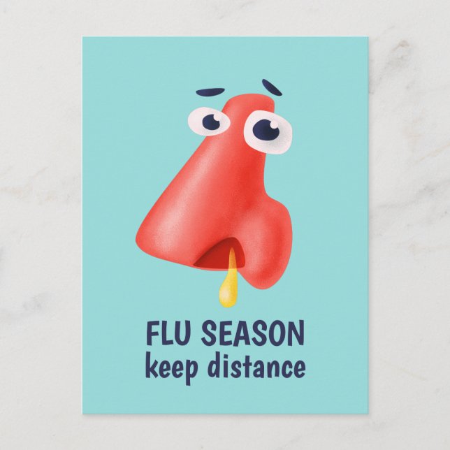 Flu Season Keep Distance Runny Nose Health Humour Postcard (Front)