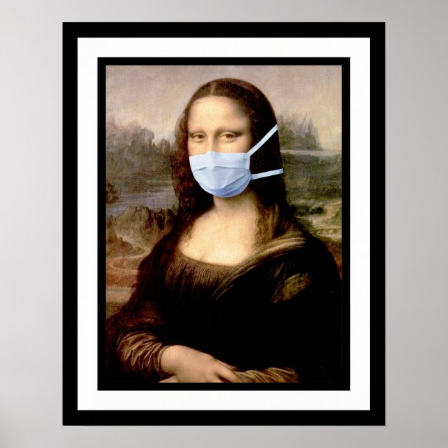Flu Season Mona Lisa with Mask & Faux Frame Poster (Front)