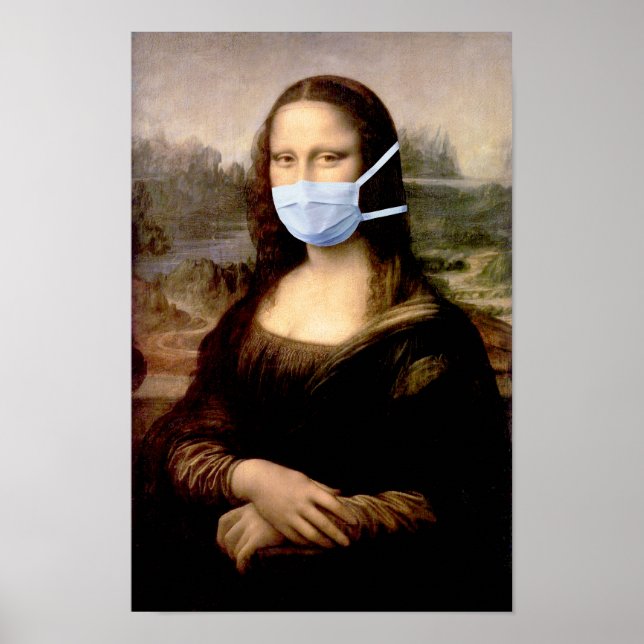 Flu Season Mona Lisa with Mask Poster (Front)