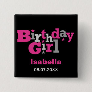 Fluctuating Type Birthday Girl Button