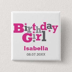 Fluctuating Type Birthday Girl Button