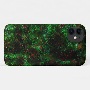 Fluctuation of dark spots on showy green and red iPhone 11 case