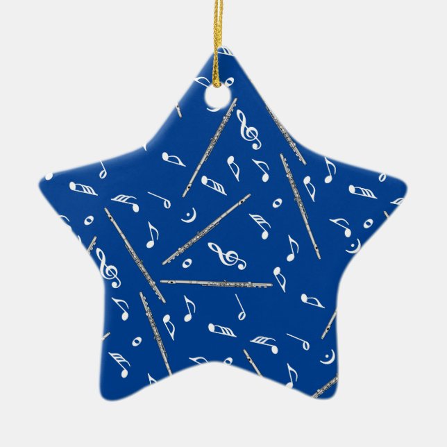 Flue Music Notes Pattern Ceramic Ornament (Front)