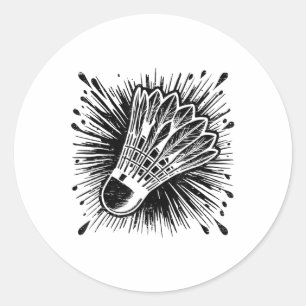 Fluent In Badminton Player Shuttle Classic Round Sticker
