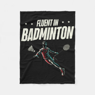 Fluent In Badminton Player Shuttle  Fleece Blanket
