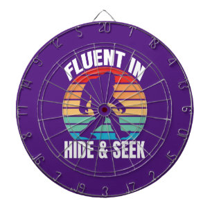 Fluent in Hide and Seek Funny Bigfoot Dartboard