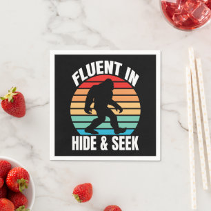 Fluent in Hide and Seek Funny Bigfoot Napkin