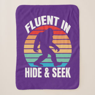 Fluent in Hide and Seek Funny Bigfoot Sherpa Blanket