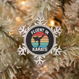 Fluent in Karate Funny Karate Snowflake Pewter Christmas Ornament