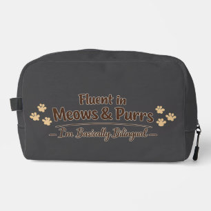Fluent in Meows & Purrs Funny Cat Lover Gift Dopp Kit