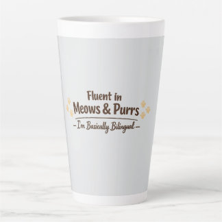 Fluent in Meows & Purrs Funny Cat Lover Gift Latte Mug