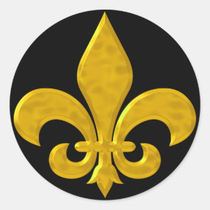 Fluer De Lis Hammered Gold Classic Round Sticker