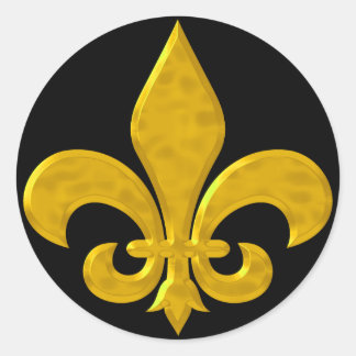 Fluer De Lis Hammered Gold Classic Round Sticker