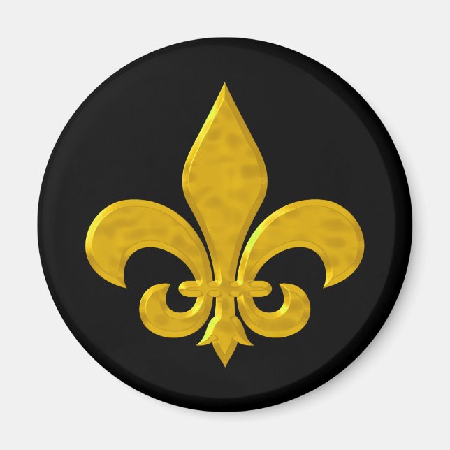 Fluer De Lis Hammered Gold Magnet (Front)