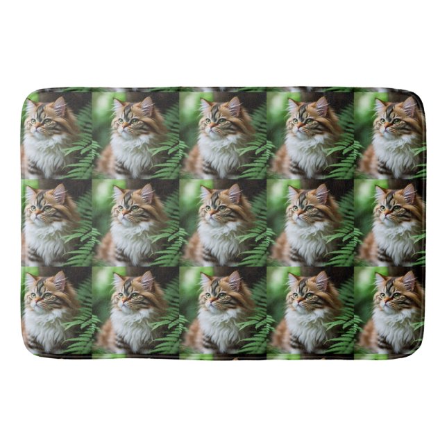 "Fluff and Cuddles: The Chubby Persian Cat" Bath Mat (Front)