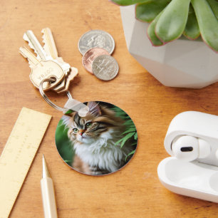 "Fluff and Cuddles: The Chubby Persian Cat" Key Ring