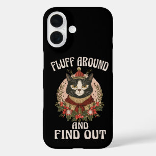 Fluff Around And Find Out winter cat Vintage Pun iPhone 16 Case