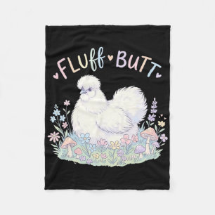 Fluff Butt Silkie Chicken Cute Cottagecore Mushroo Fleece Blanket