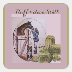 fluff & clean stall square sticker