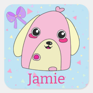 Fluff Heart the Cute Dog Square Sticker