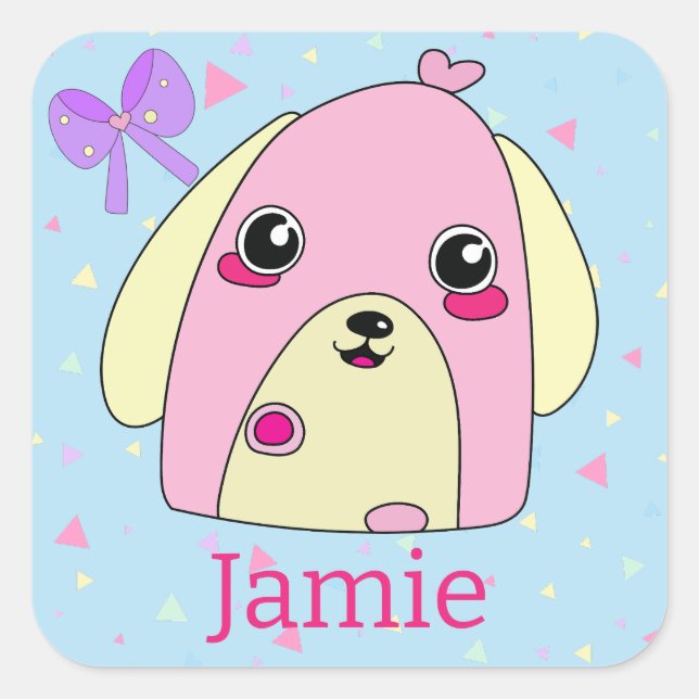 Fluff Heart the Cute Dog Square Sticker (Front)