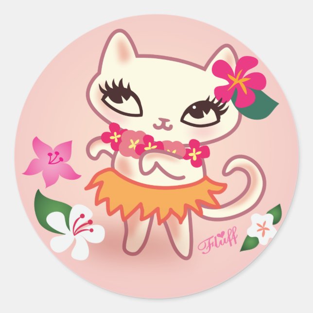 Fluff Hula Cat Sticker (Front)